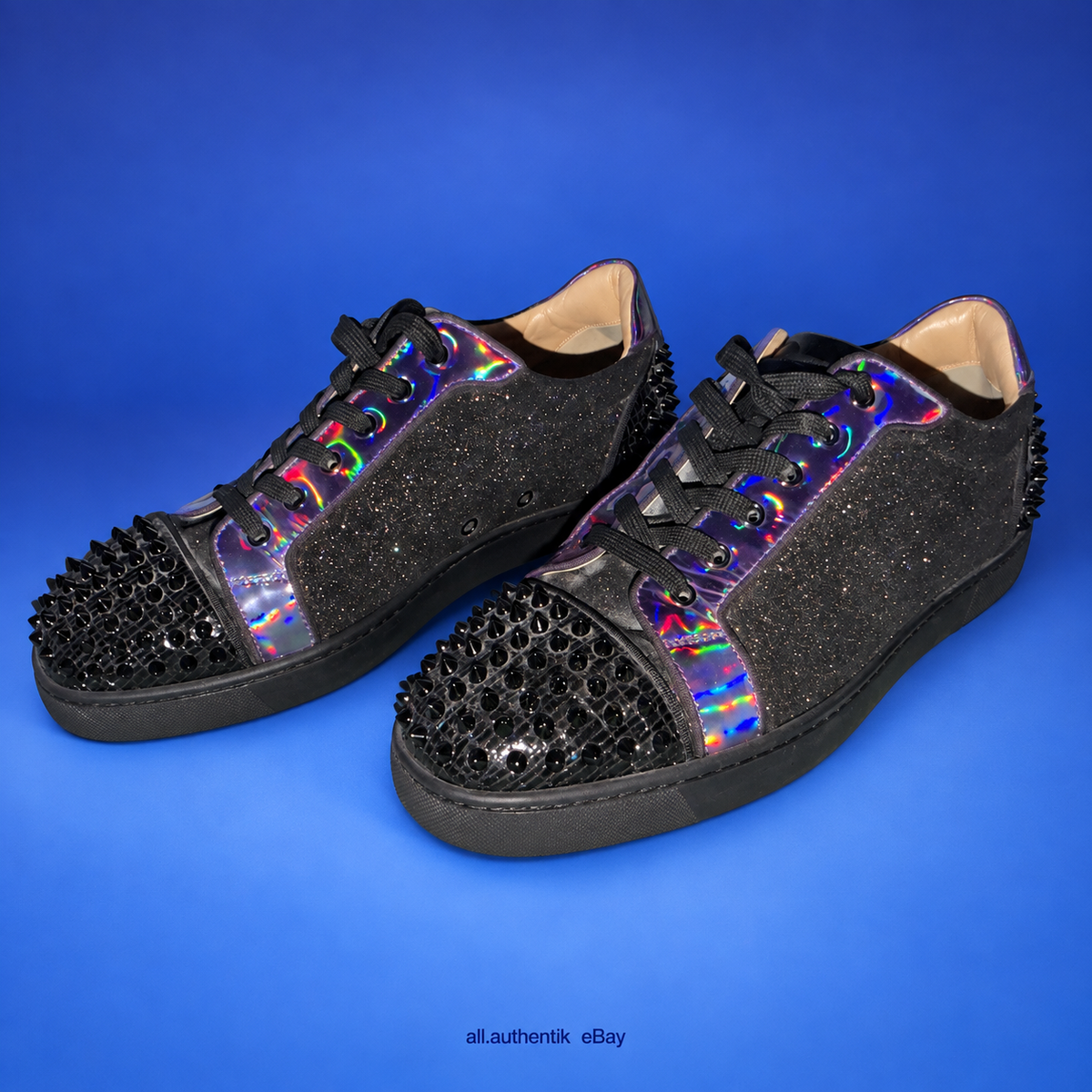 Christian Louboutin Spikes Holographic Sneakers EU 47 - image 2