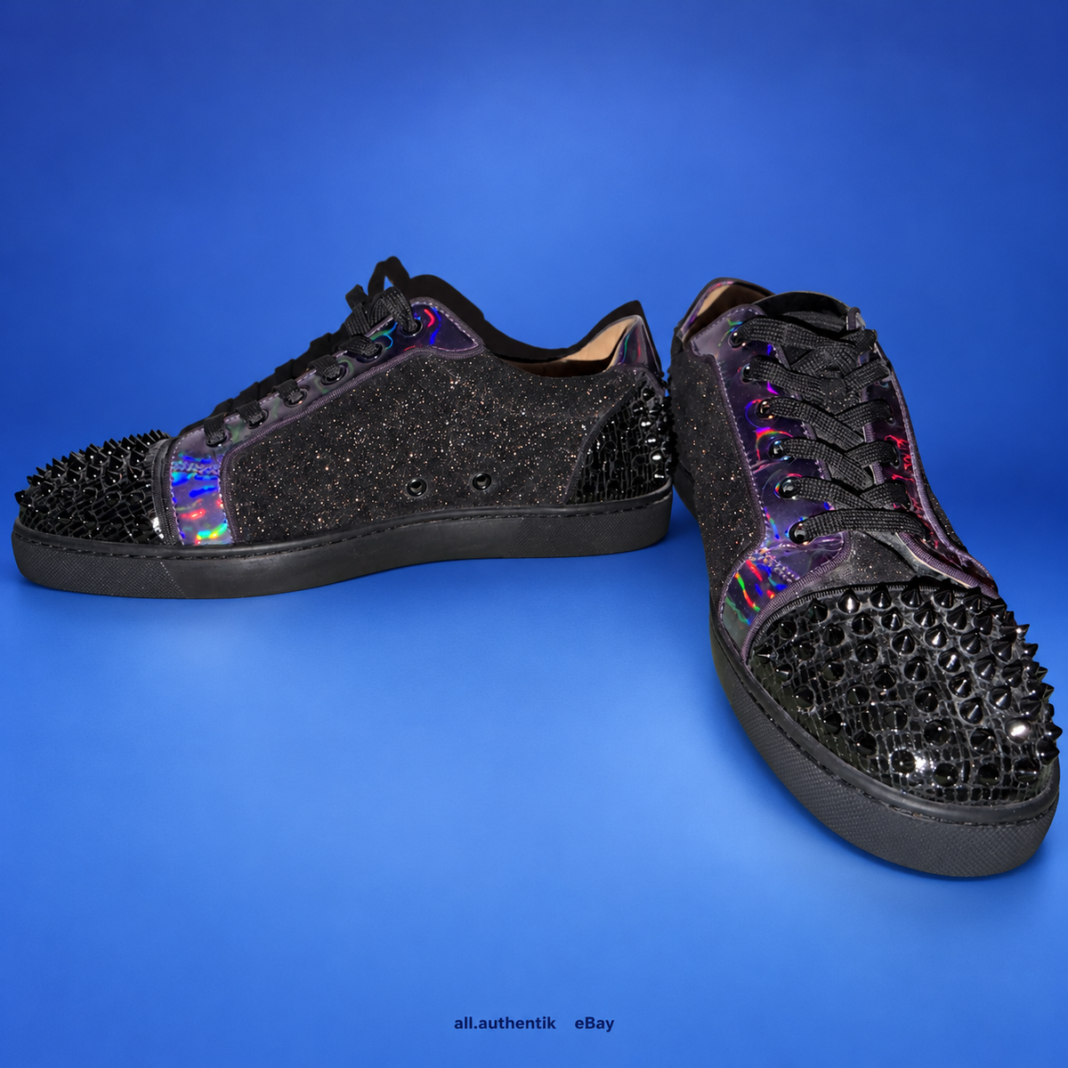 Christian Louboutin Spikes Holographic Sneakers EU 47 - image 3