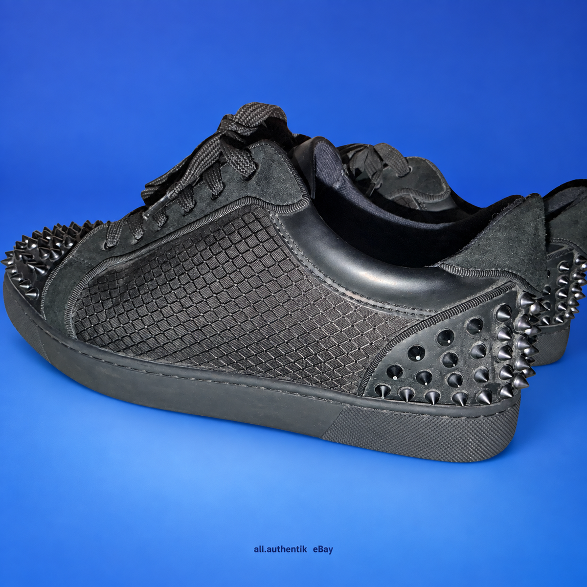 Christian Louboutin Louis Junior Spikes Black Leather EU 44 US 11 - image 1