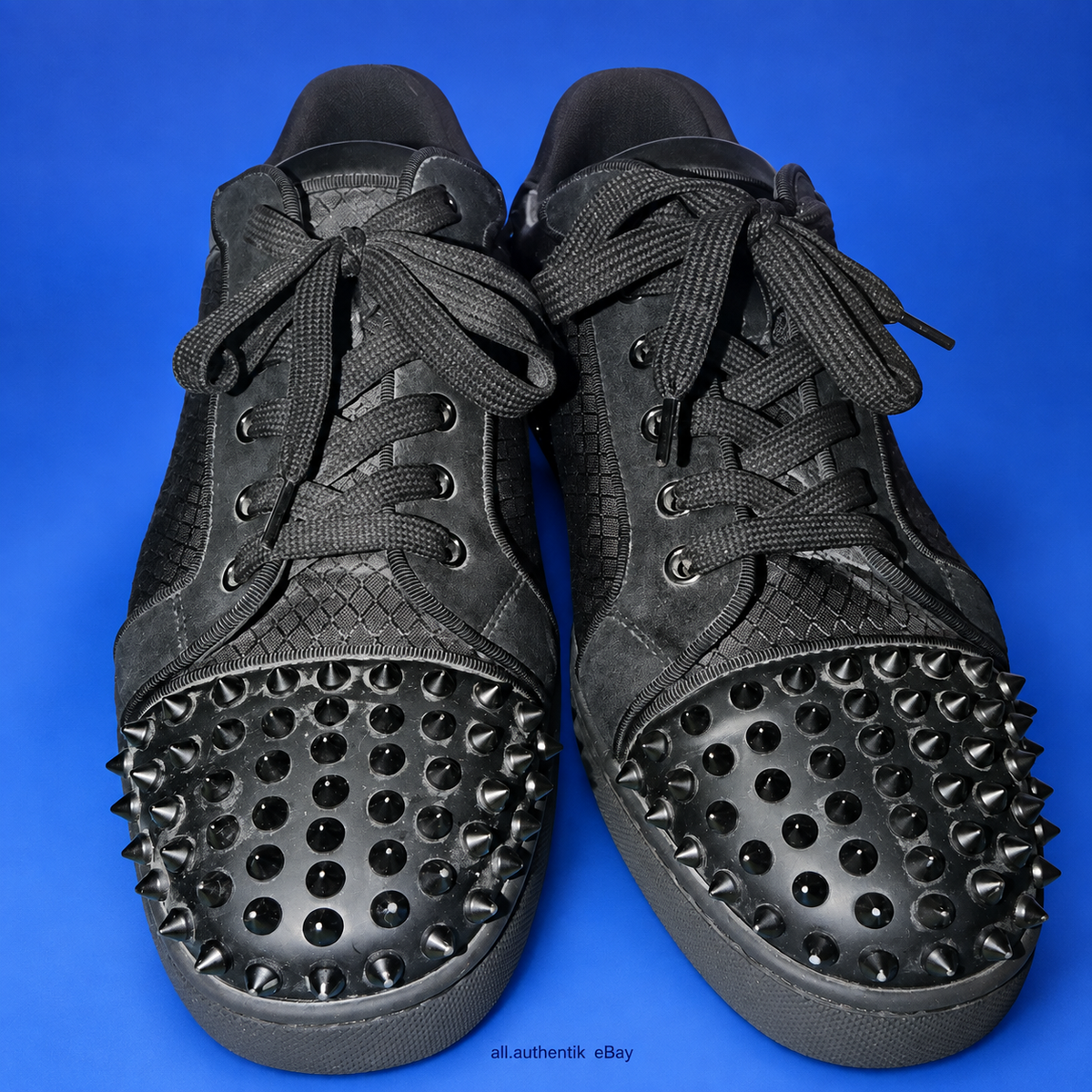 Christian Louboutin Louis Junior Spikes Black Leather EU 44 US 11 - image 2