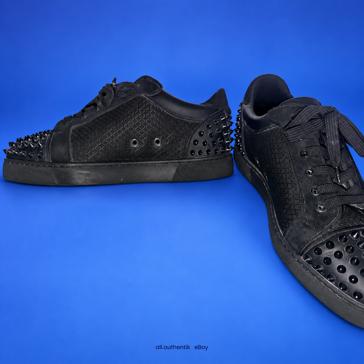 Christian Louboutin Louis Junior Spikes Black Leather EU 44 US 11 - image 5