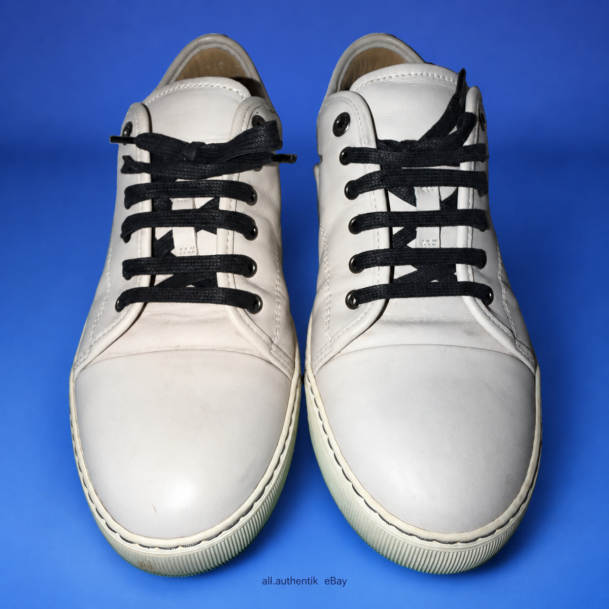 LANVIN White Leather Low-Top Sneakers – Size 8 - image 3