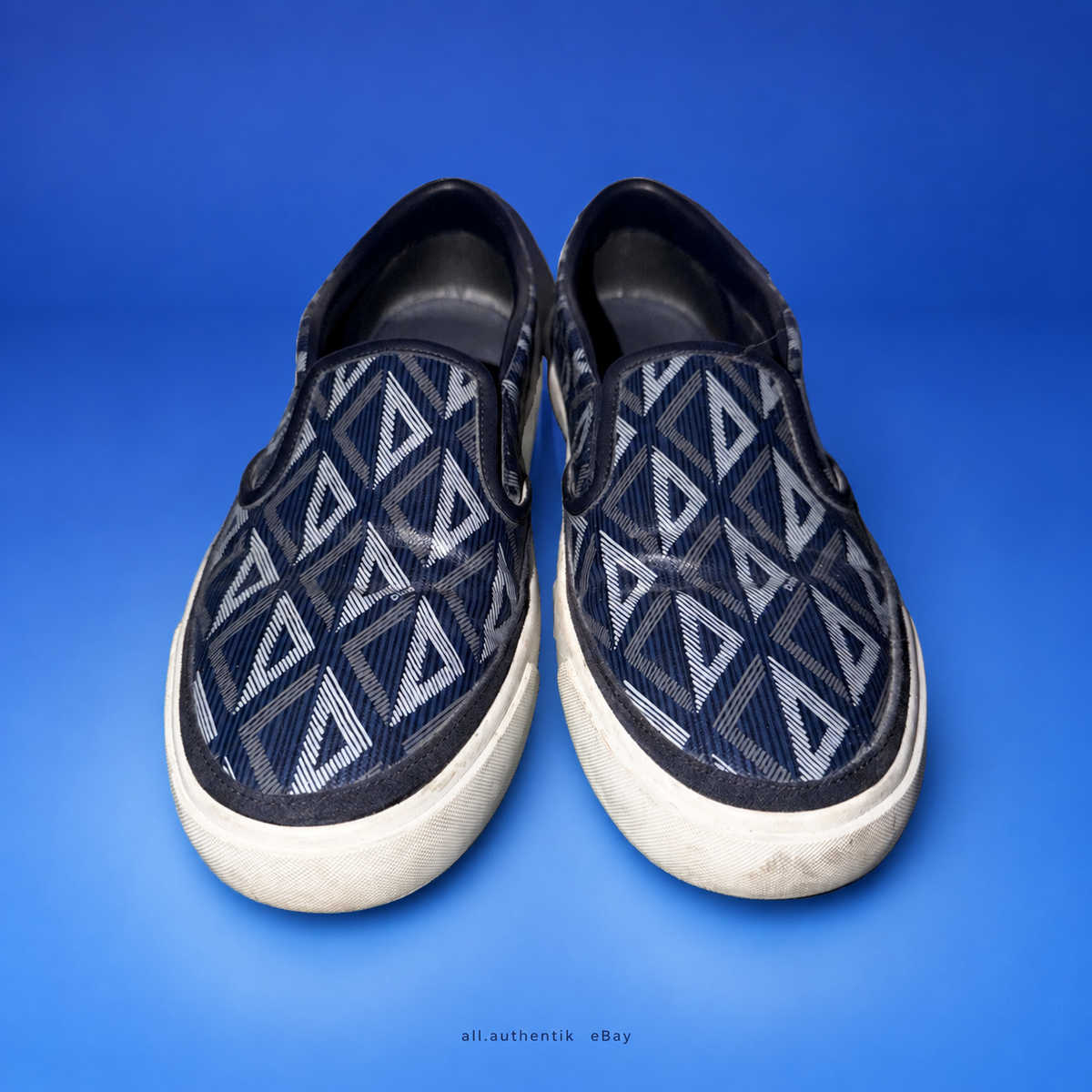 Dior Men's Navy/White Geometric Canvas Slip-On Casual Shoes EU 44 FA0223 - image 2