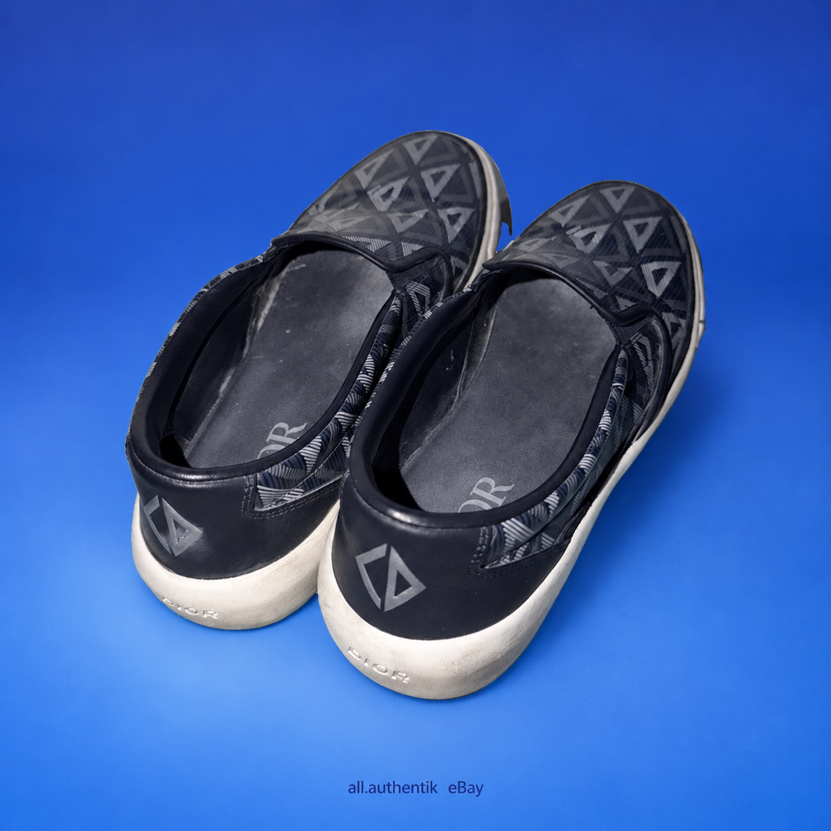Dior Men's Navy/White Geometric Canvas Slip-On Casual Shoes EU 44 FA0223 - image 3