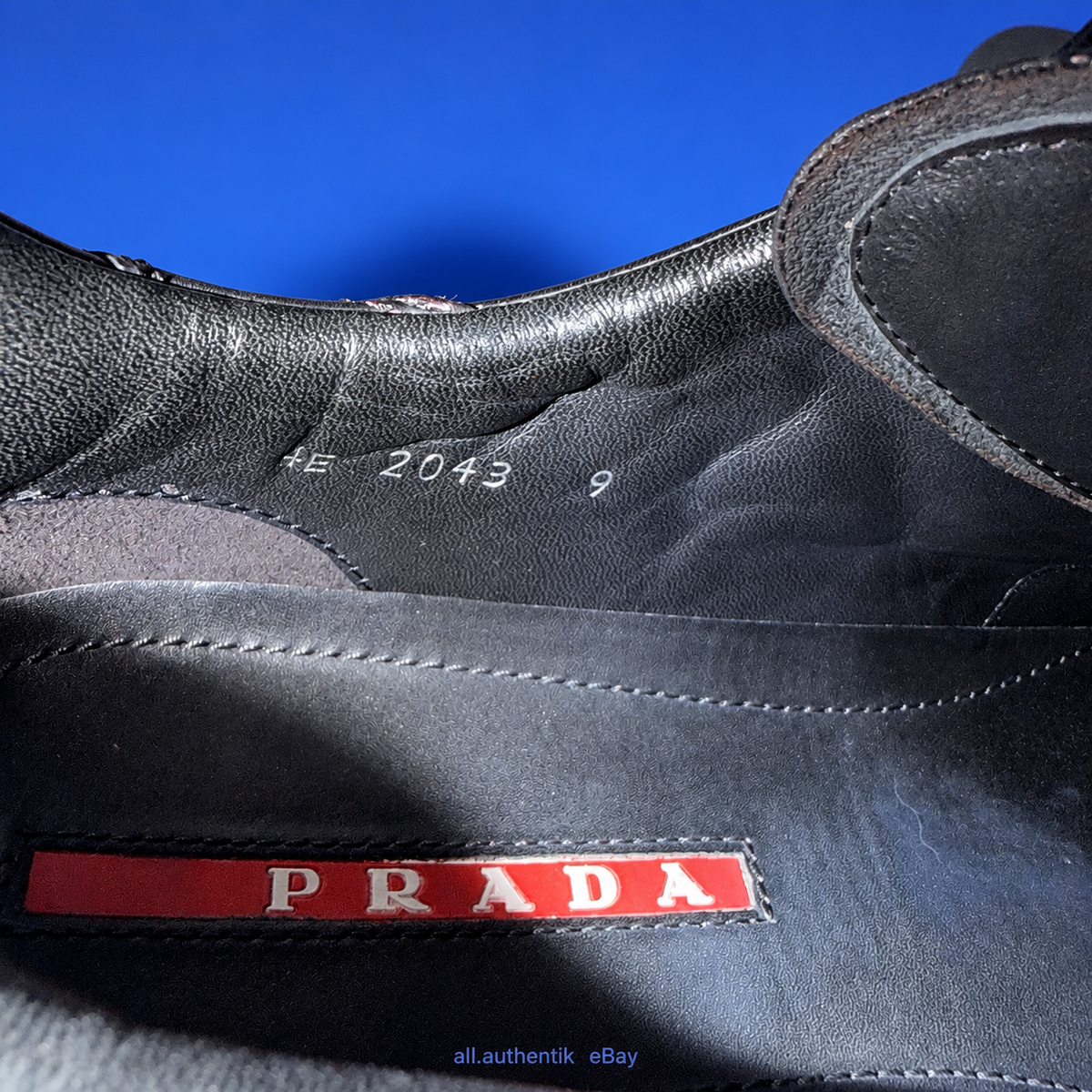 PRADA Men's Black/Red Leather Lace-Up Low Top Logo Sneakers Athletic - image 4