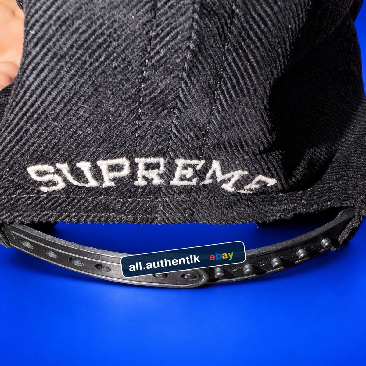 Supreme Metallic Logo Corduroy 5-Panel Hat Black SS19 Snapback One Size - image 2