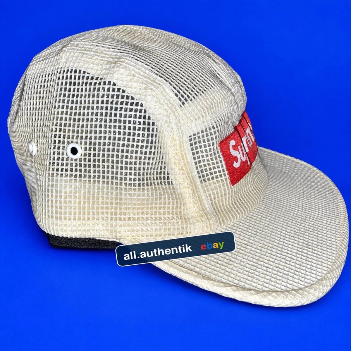 Supreme Front Panel Mesh Camp Cap White SS17 Box Logo 5-Panel RARE 2017 BOX LOGO - image 3