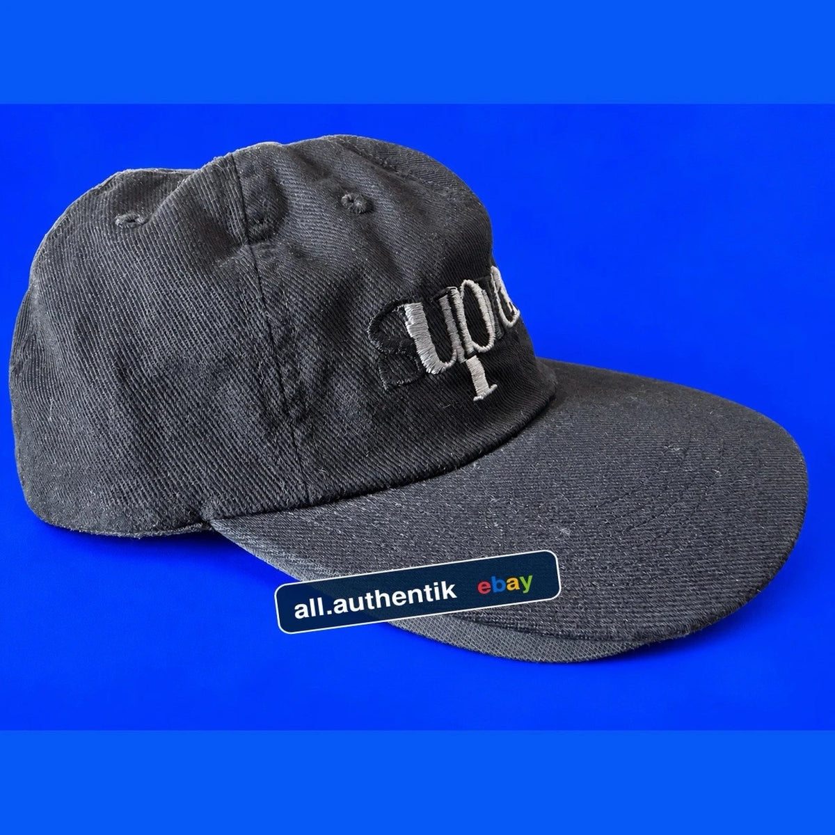 Supreme Overlap 6-Panel Hat Black SS17 Low Profile Snapback Cap RARE 2017 SEASON - image 3