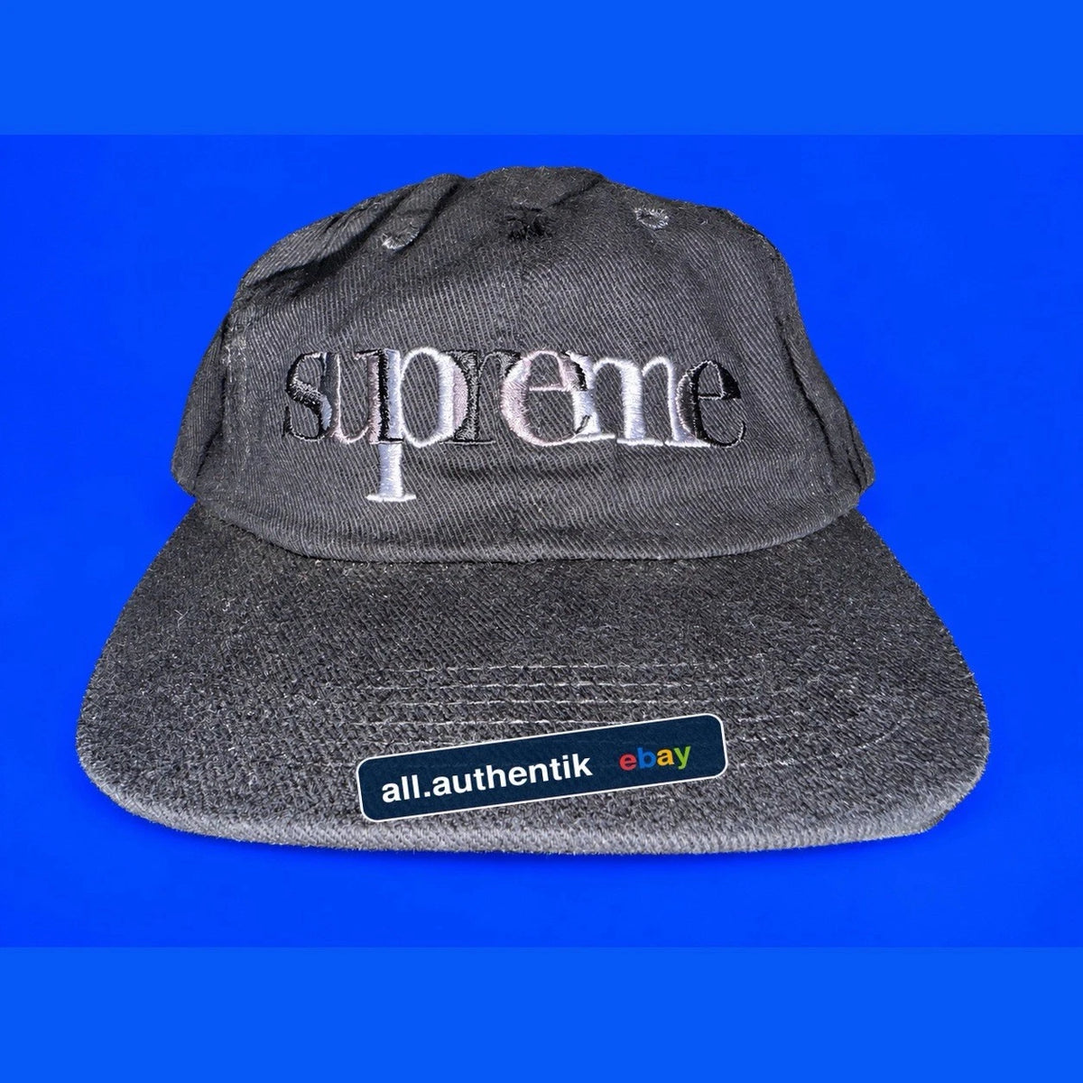 Supreme Overlap 6-Panel Hat Black SS17 Low Profile Snapback Cap RARE 2017 SEASON - image 4