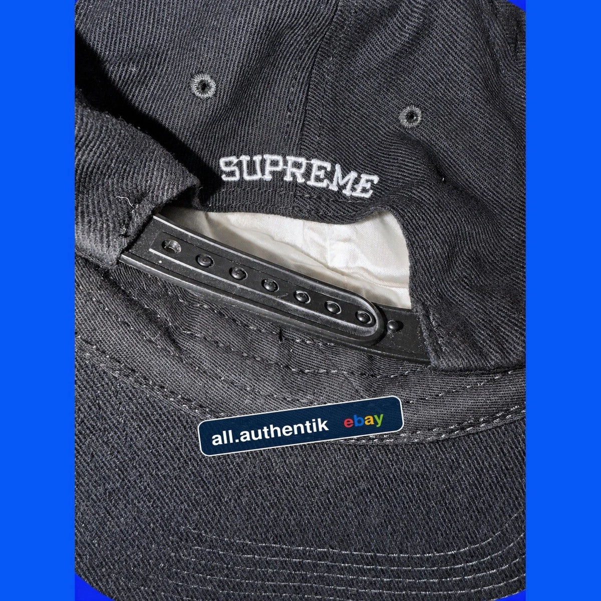 Supreme Overlap 6-Panel Hat Black SS17 Low Profile Snapback Cap RARE 2017 SEASON - image 5