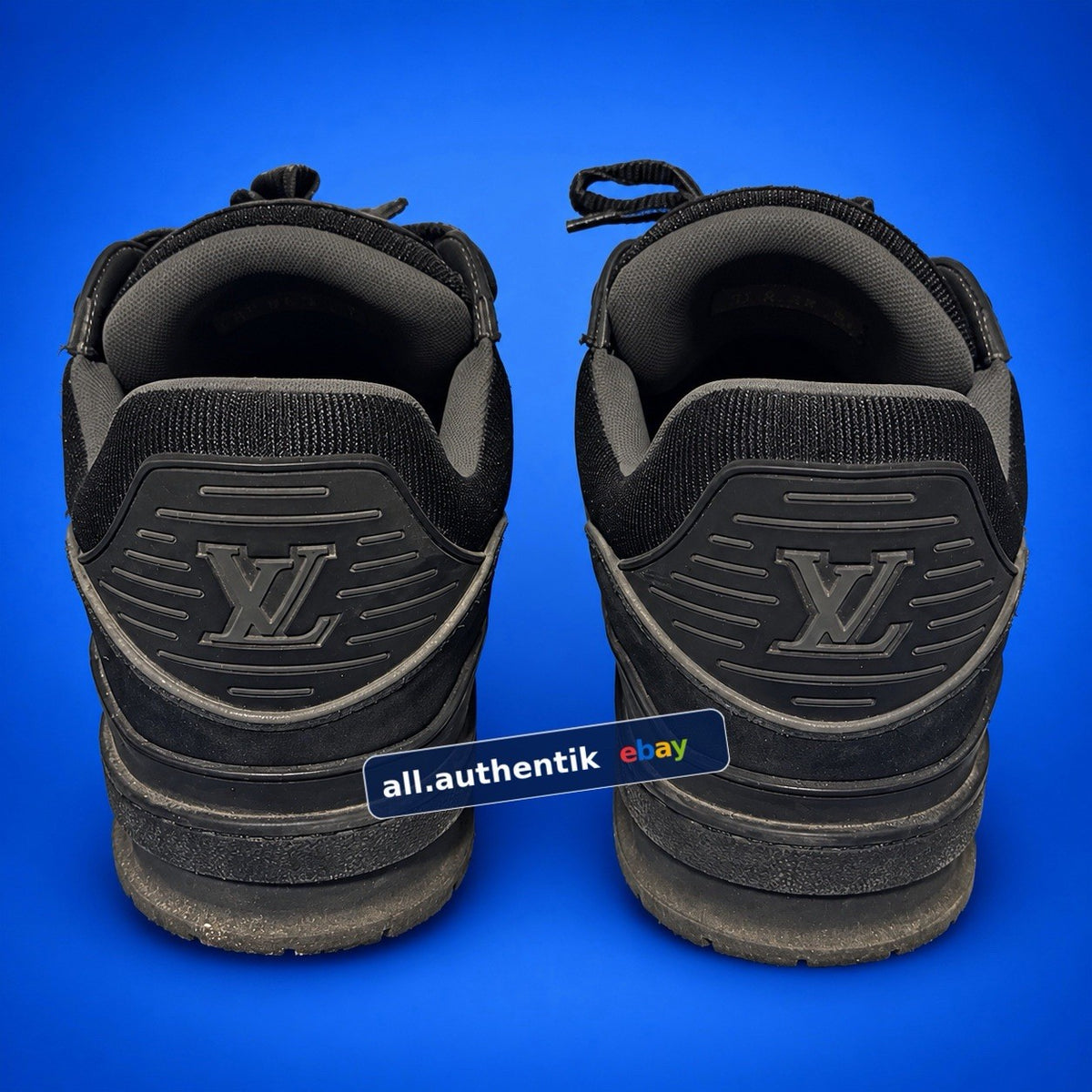 Louis Vuitton LV Black Logo Lace-Up Low Top Sneakers UK 9.5 BM 0159 US SIZE 10.5 - image 1