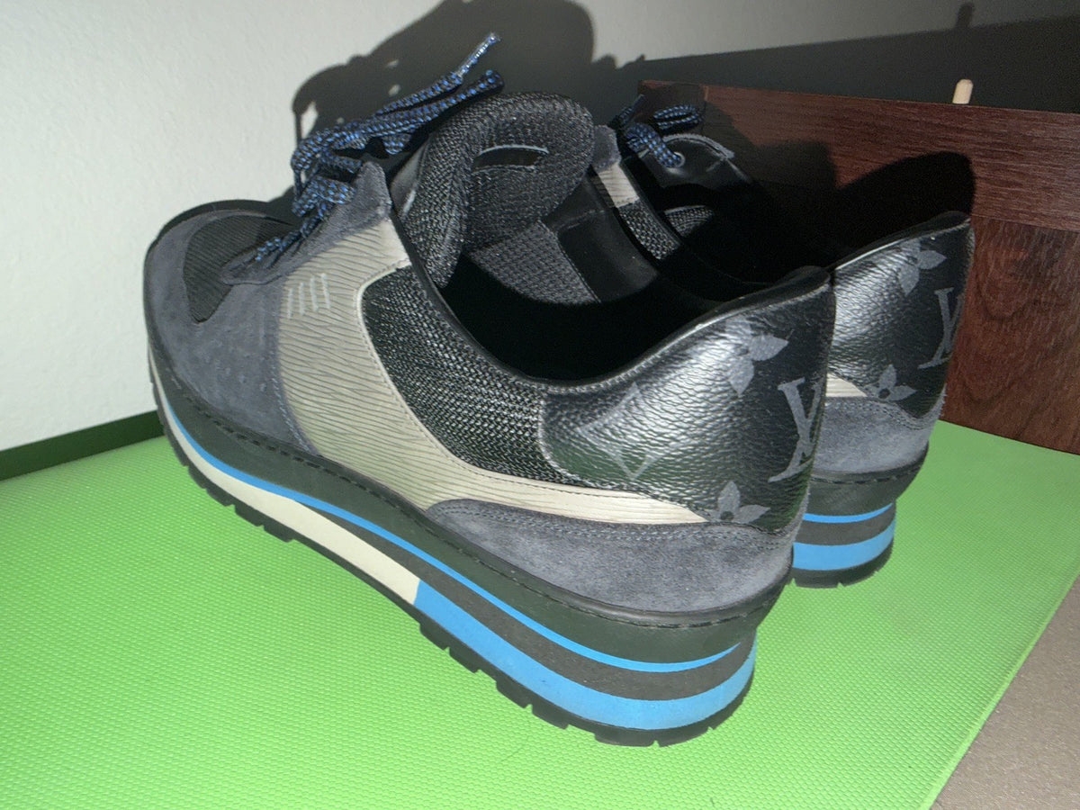 Louis Vuitton Monogram Suede Sneakers Black Blue LV 8.5 - image 3
