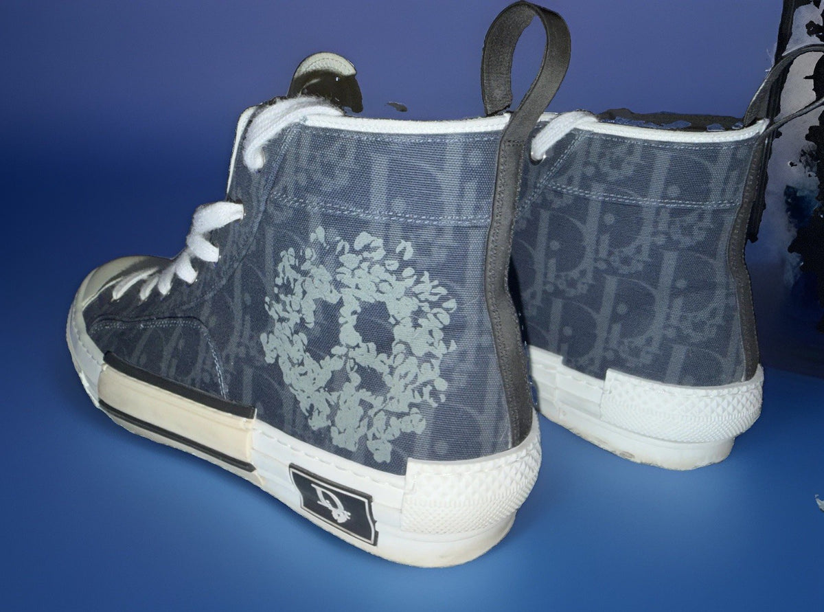 Dior x Denim Tears B23 High Top Blue Oblique Peace Sign Sneakers EU 43 US 10 - image 3