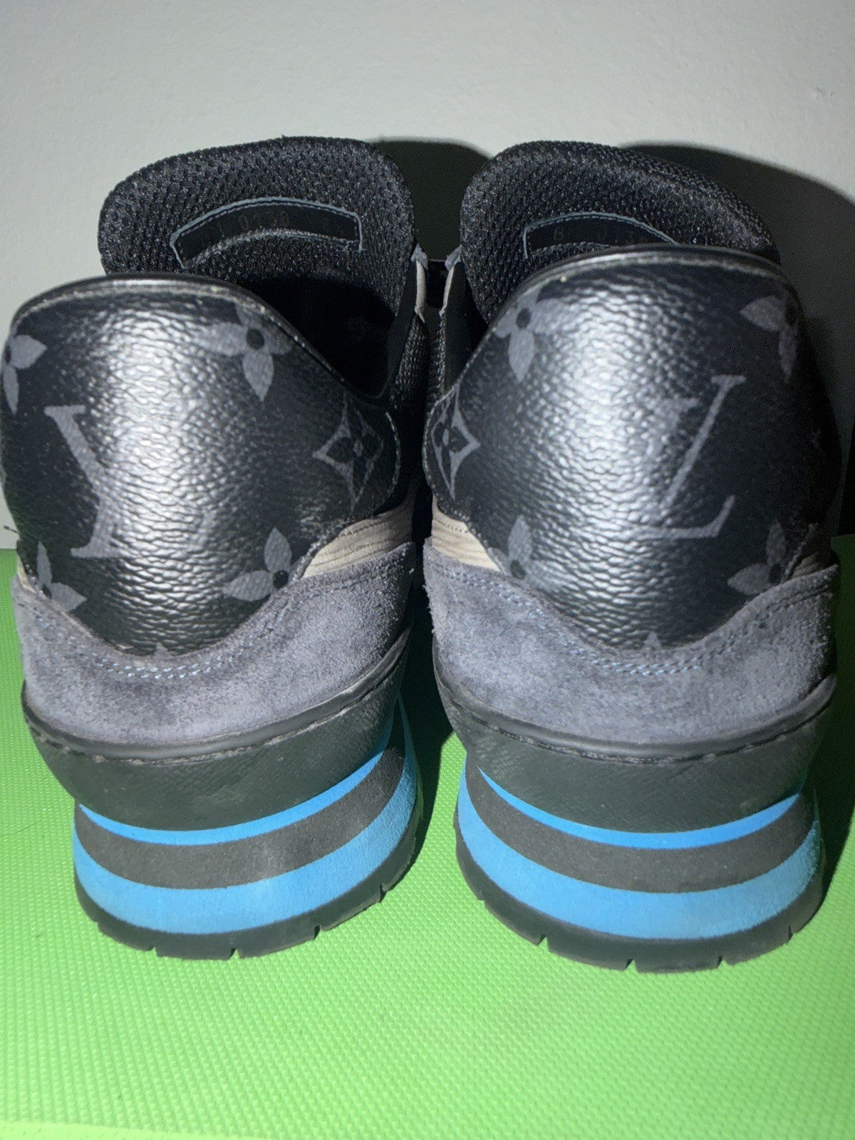 Louis Vuitton Monogram Suede Sneakers Black Blue LV 8.5 - image 4