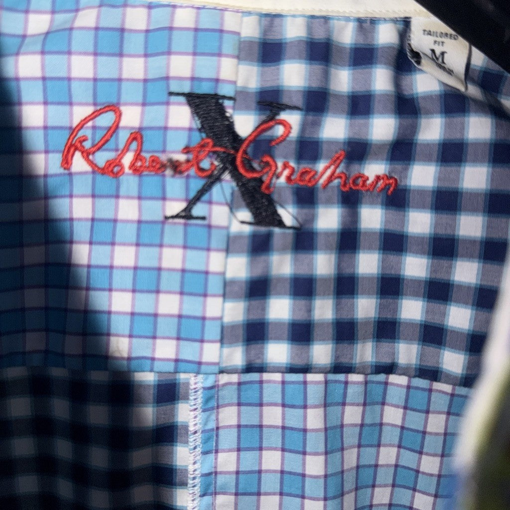 Robert Graham Patchwork Gingham Short Sleeve Shirt Multicolor Size M - image 4