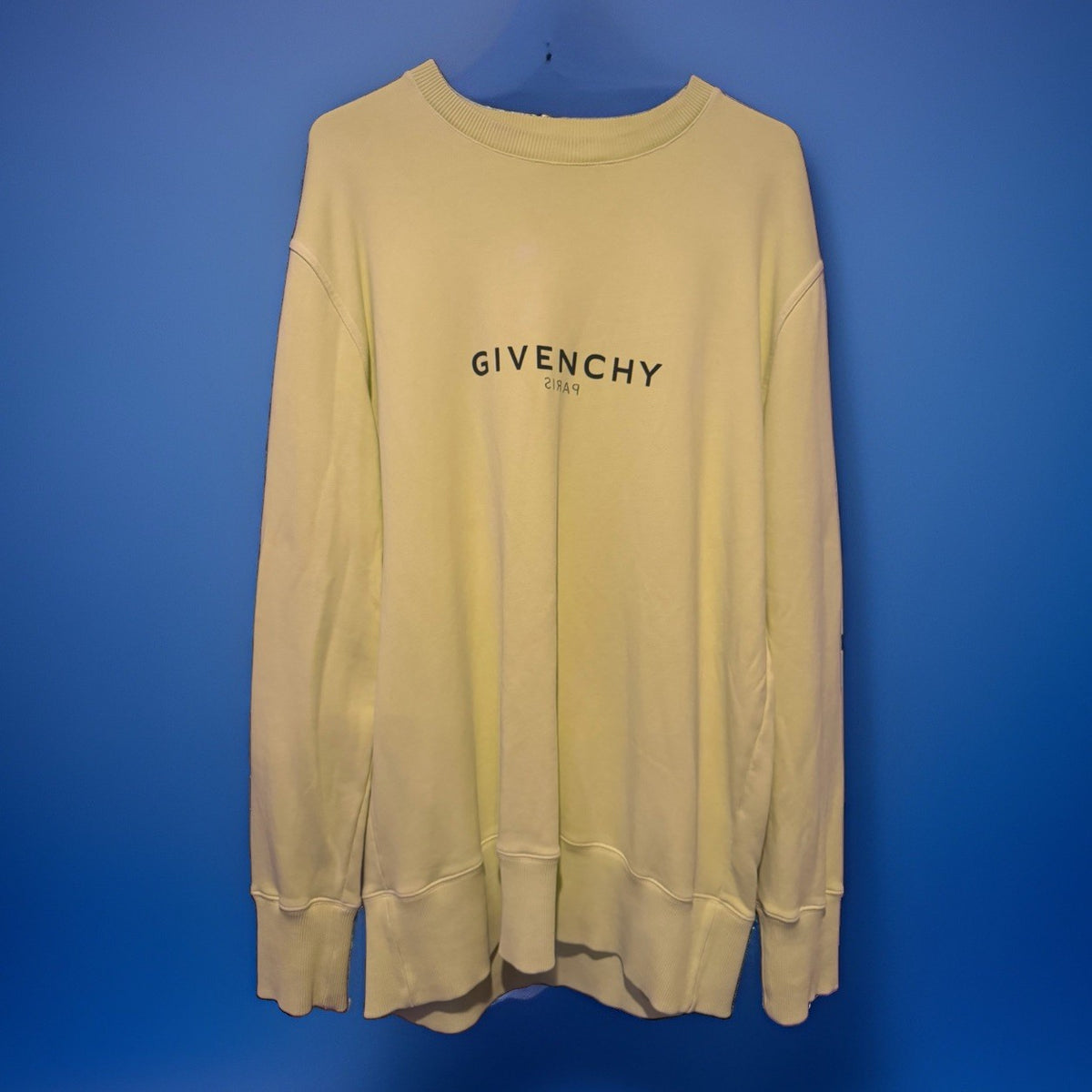 Givenchy Paris Logo Crewneck Sweatshirt Yellow Cotton Knit Men's Size S - image 1