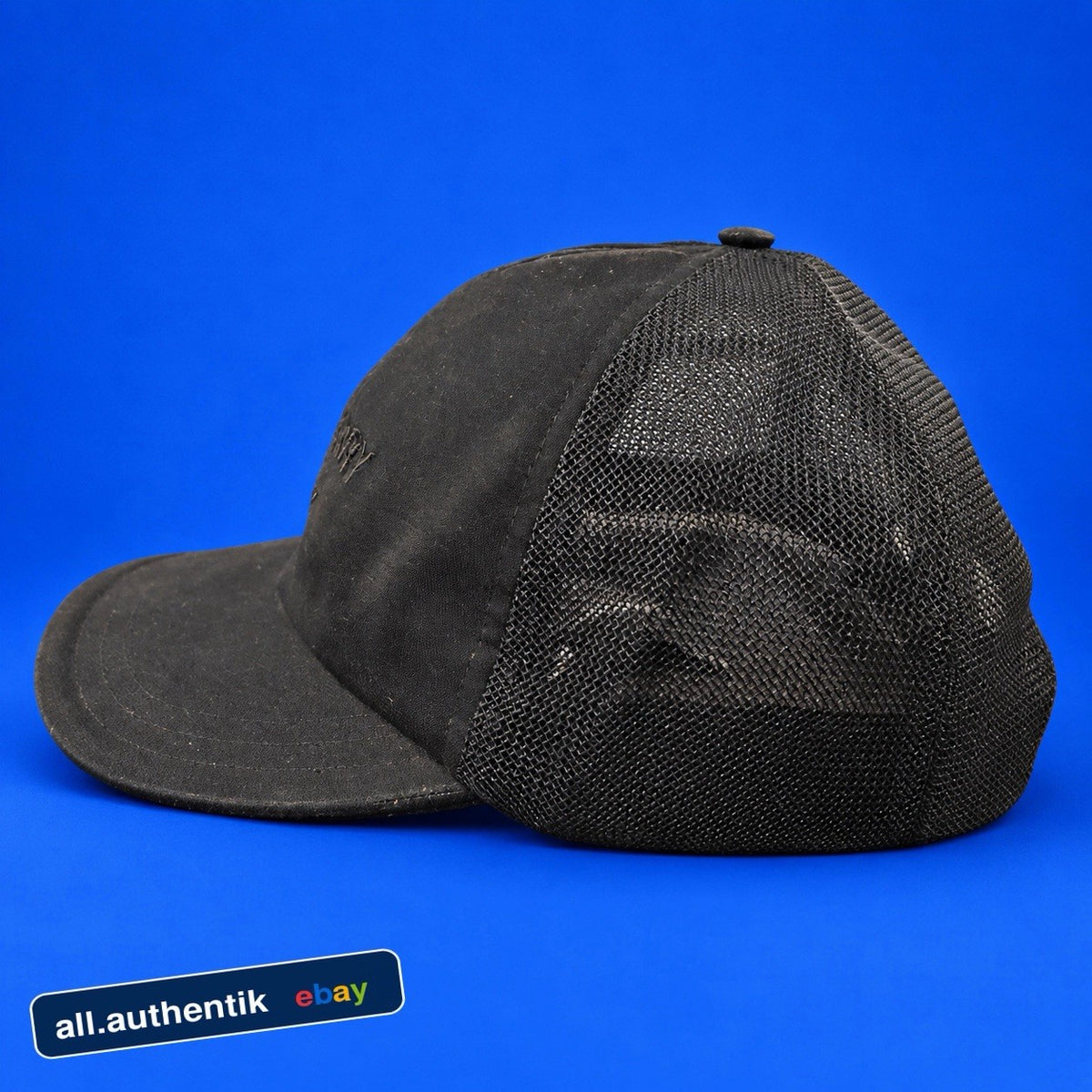 Burberry Mens Horseferry Logo Trucker Baseball Cap Black Mesh Snapback XL Italy - image 2