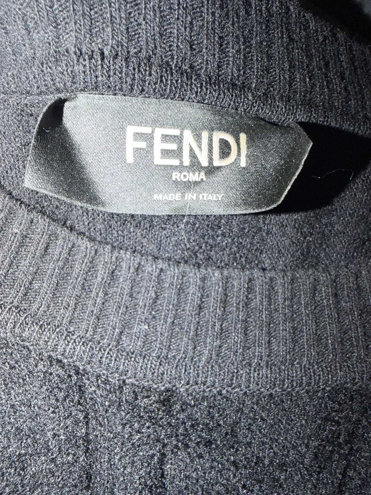 Fendi Tonal FF Monogram Wool Crewneck Sweater Black Size 50 Made Italy - image 4